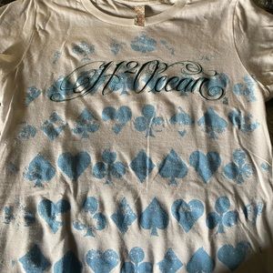 Y2K WHITE CARD PATTERN T-SHIRT